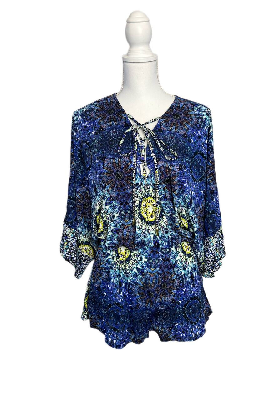 Red Carter Blue Ikat Stretchy Stylish Fun Summer‎ Romper Jumper Shorts Size 8